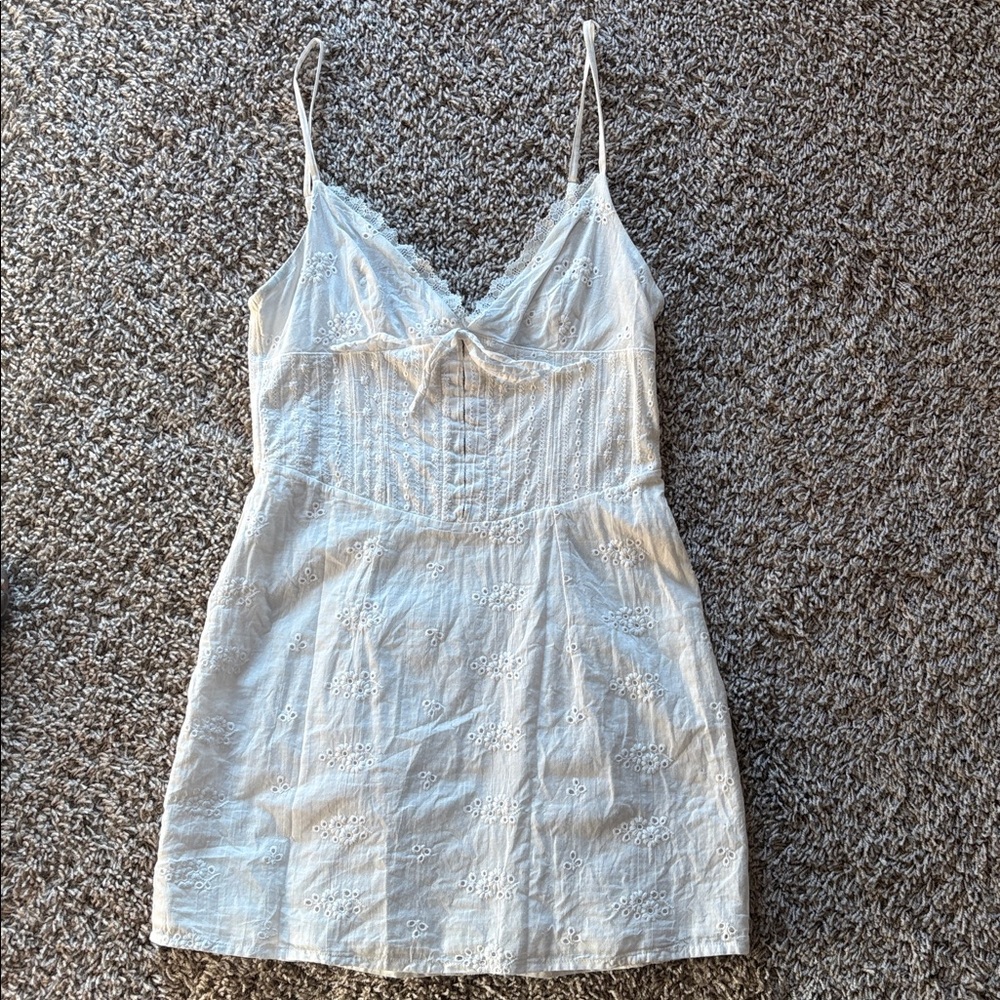 White Fox Boutique White Eyelet Mini Dress - Picture 2 of 9